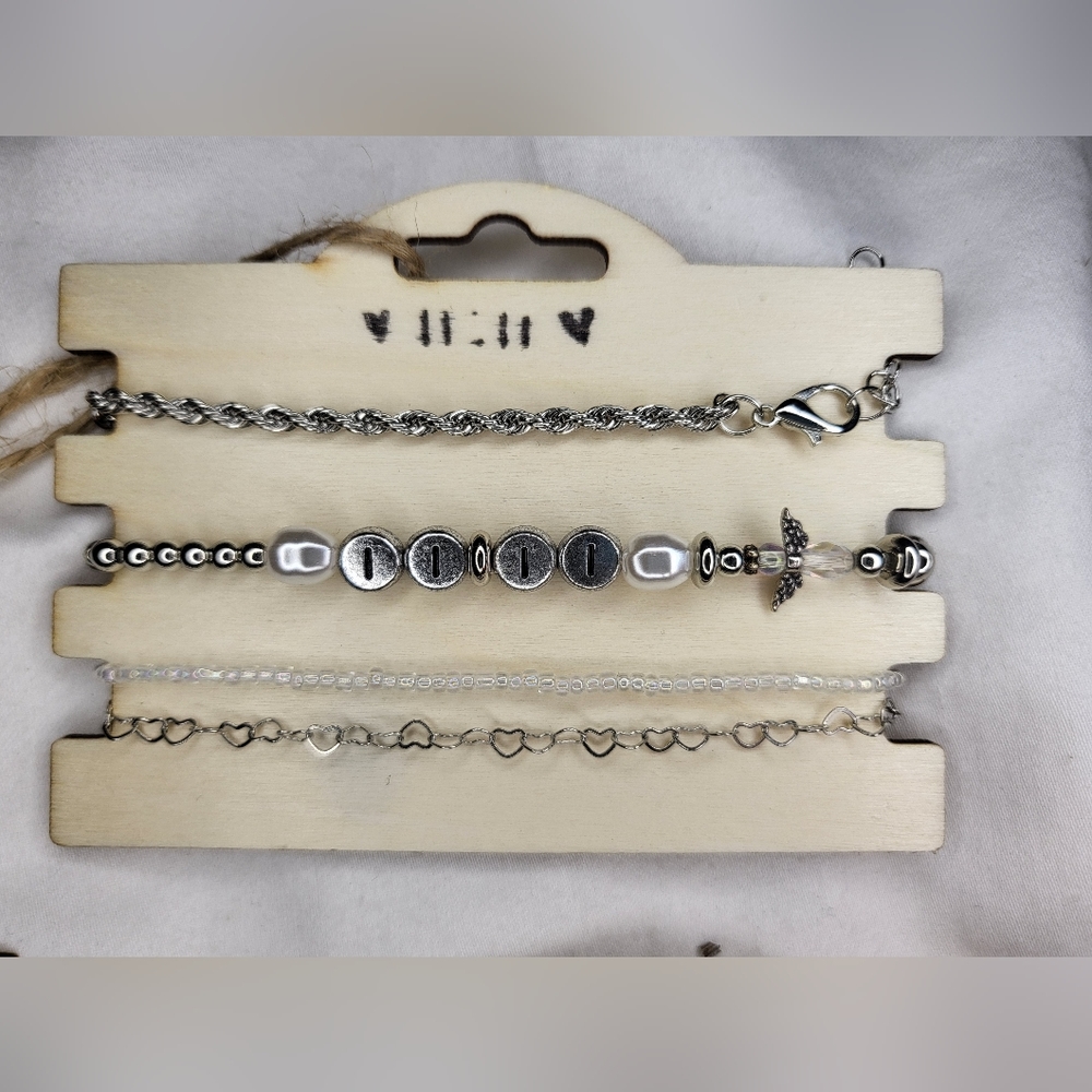Handmade angel number 11:11 bracelets - set of 4